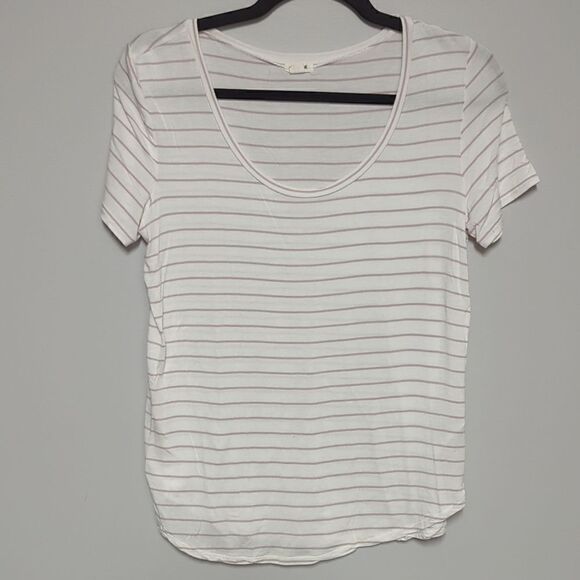 Garage White and Purple Striped Scoop Neck - Picture 1 of 6